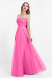 Sweetheart neckline tulle backless formal evening dresses pleated ruched bridesmaid dress