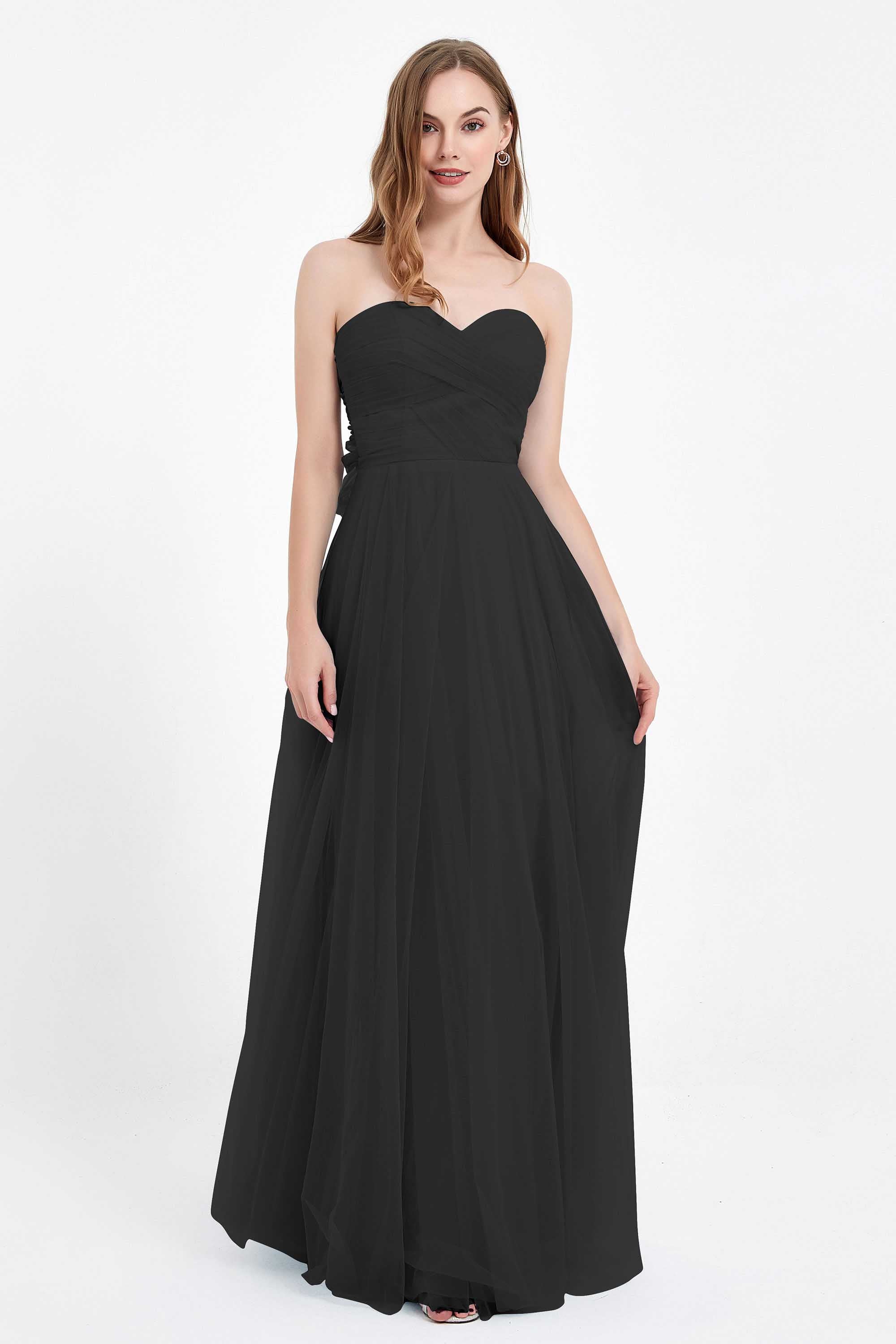 Sweetheart neckline tulle backless formal evening dresses pleated ruched bridesmaid dress