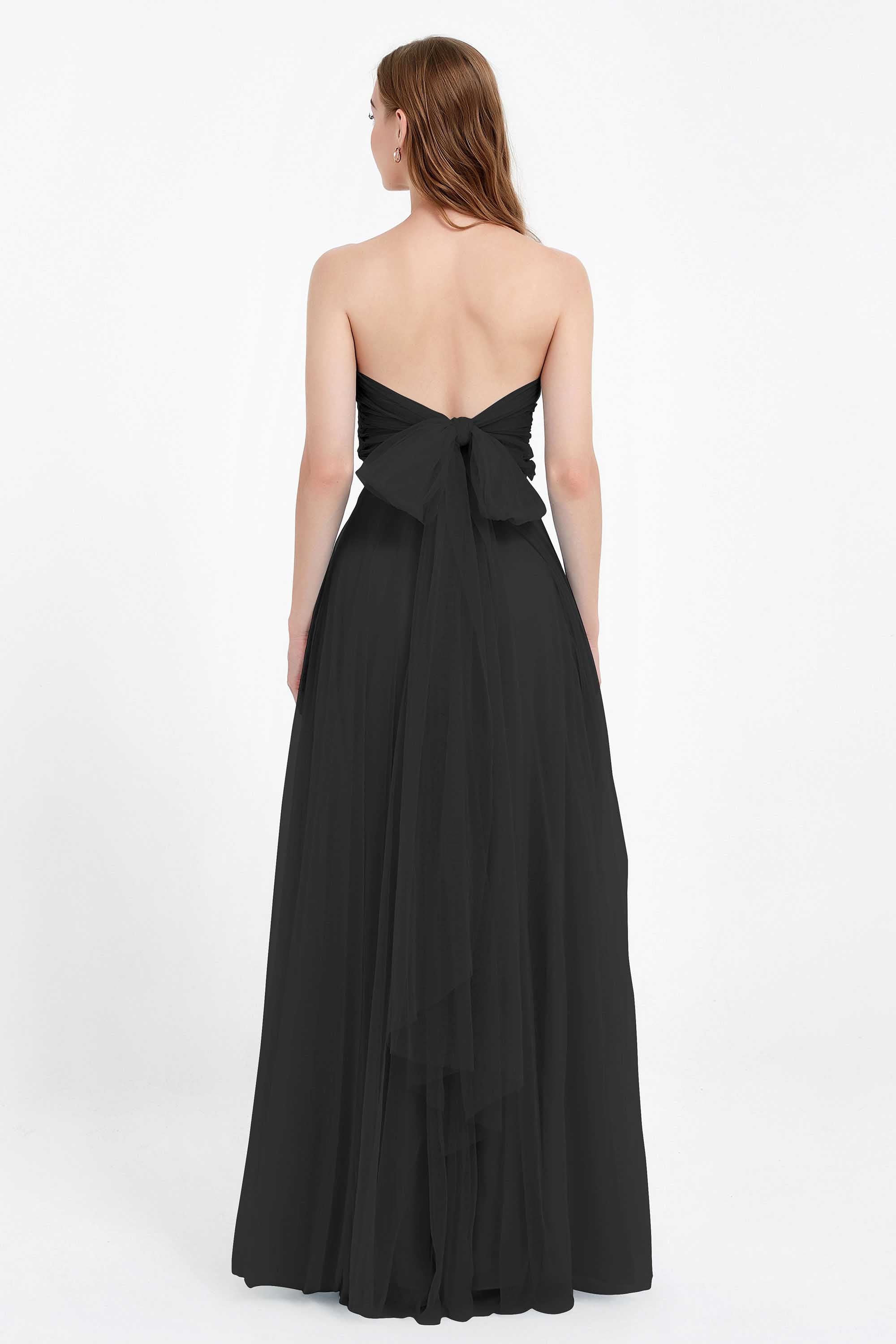Sweetheart neckline tulle backless formal evening dresses pleated ruched bridesmaid dress