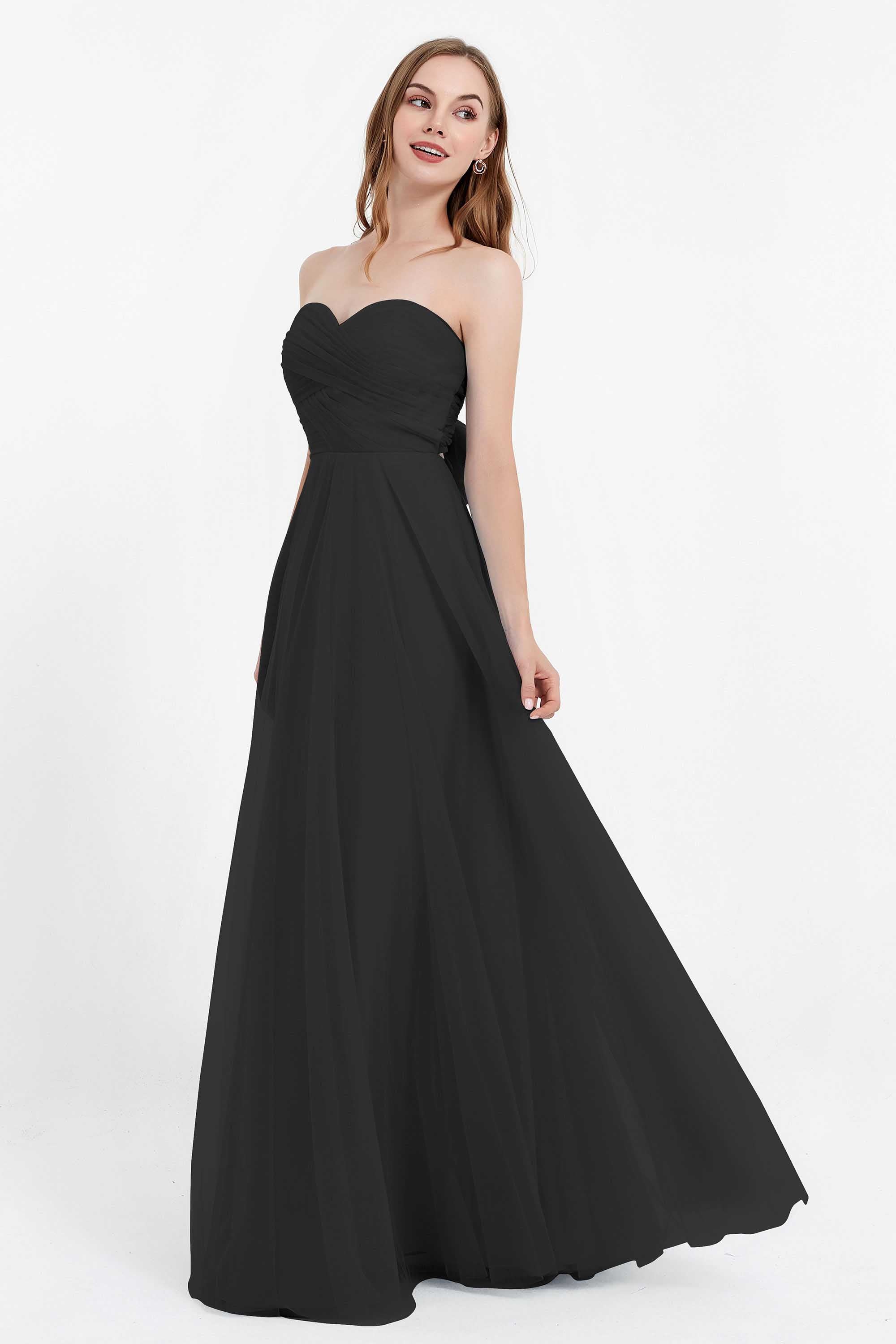 Sweetheart neckline tulle backless formal evening dresses pleated ruched bridesmaid dress