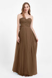 Sweetheart neckline tulle backless formal evening dresses pleated ruched bridesmaid dress