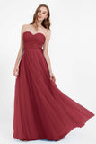 Sweetheart neckline tulle backless formal evening dresses pleated ruched bridesmaid dress
