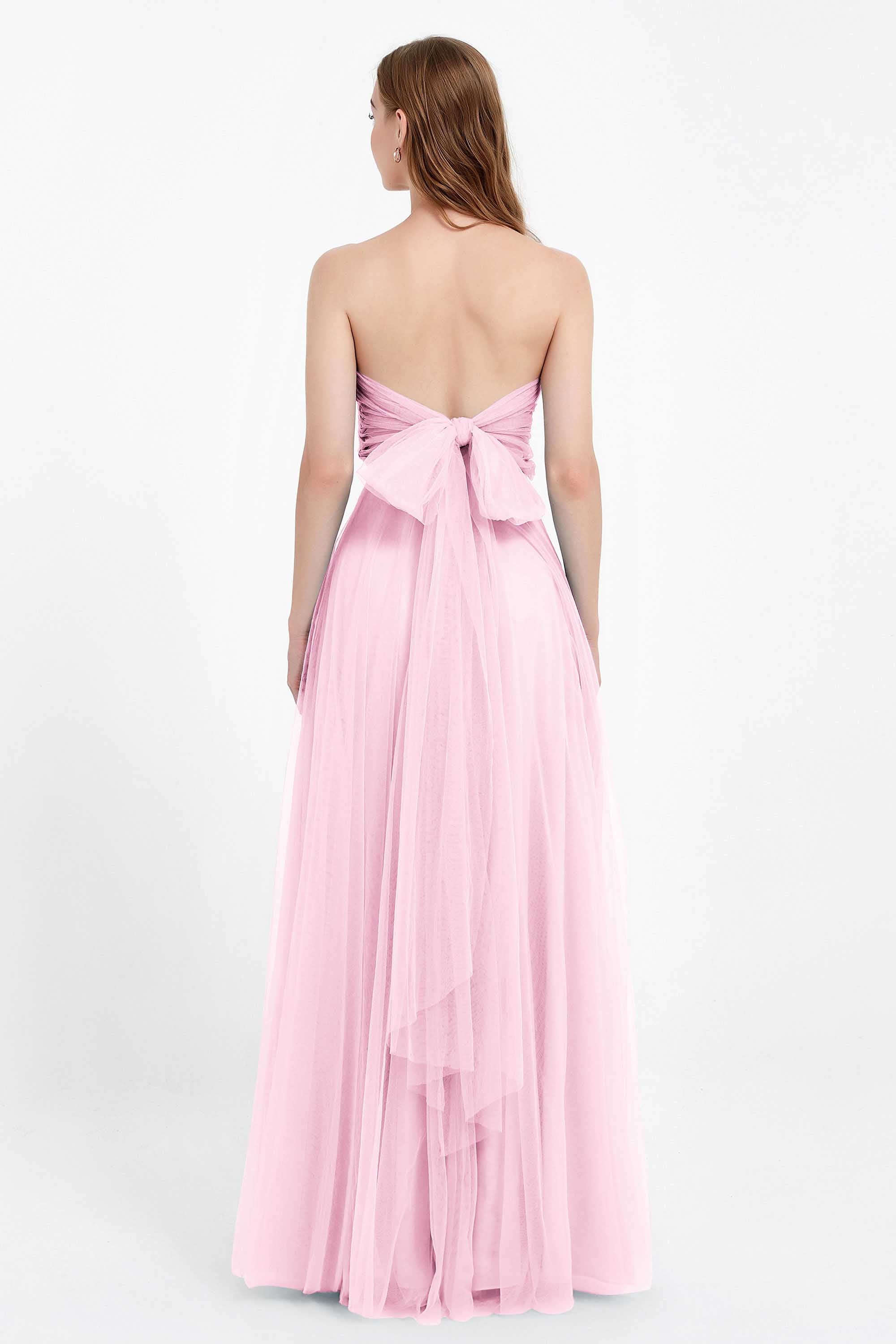 Sweetheart neckline tulle backless formal evening dresses pleated ruched bridesmaid dress