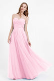 Sweetheart neckline tulle backless formal evening dresses pleated ruched bridesmaid dress