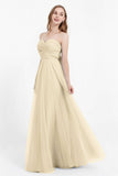 Sweetheart neckline tulle backless formal evening dresses pleated ruched bridesmaid dress