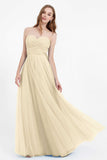Sweetheart neckline tulle backless formal evening dresses pleated ruched bridesmaid dress
