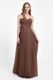 Sweetheart neckline tulle backless formal evening dresses pleated ruched bridesmaid dress