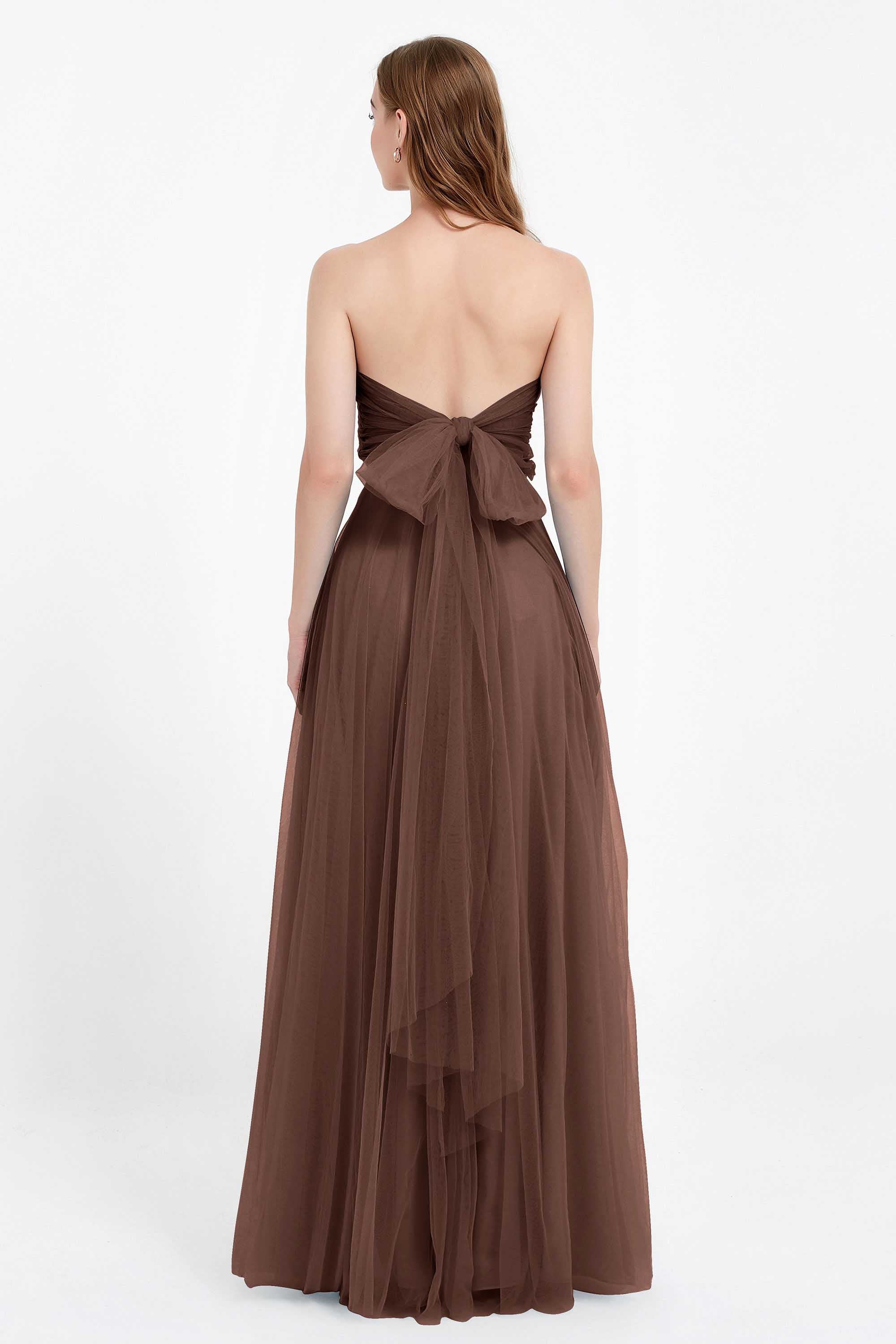 Sweetheart neckline tulle backless formal evening dresses pleated ruched bridesmaid dress
