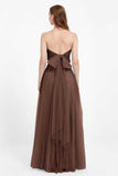 Sweetheart neckline tulle backless formal evening dresses pleated ruched bridesmaid dress