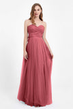 Sweetheart neckline tulle backless formal evening dresses pleated ruched bridesmaid dress