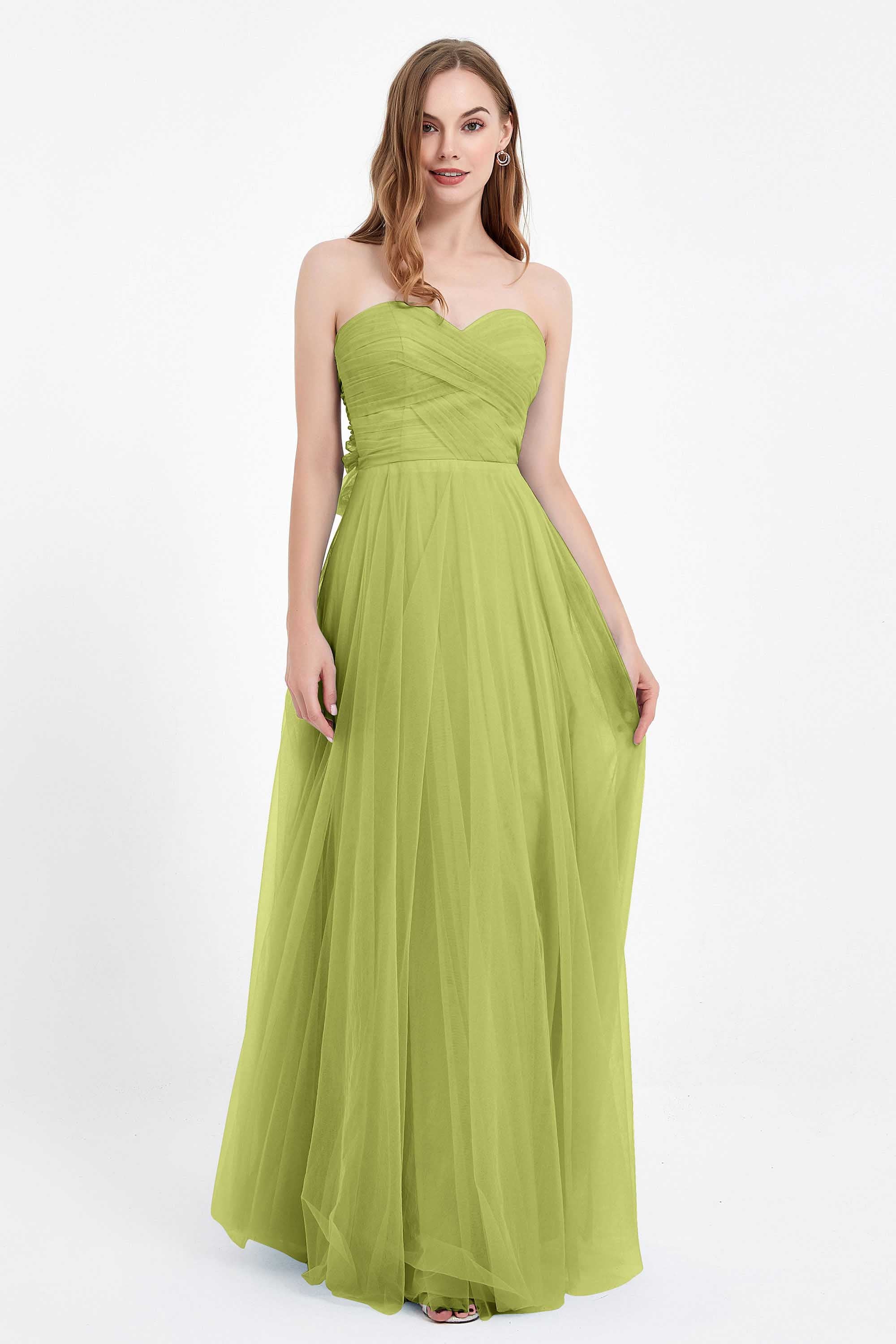 Sweetheart neckline tulle backless formal evening dresses pleated ruched bridesmaid dress