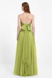 Sweetheart neckline tulle backless formal evening dresses pleated ruched bridesmaid dress