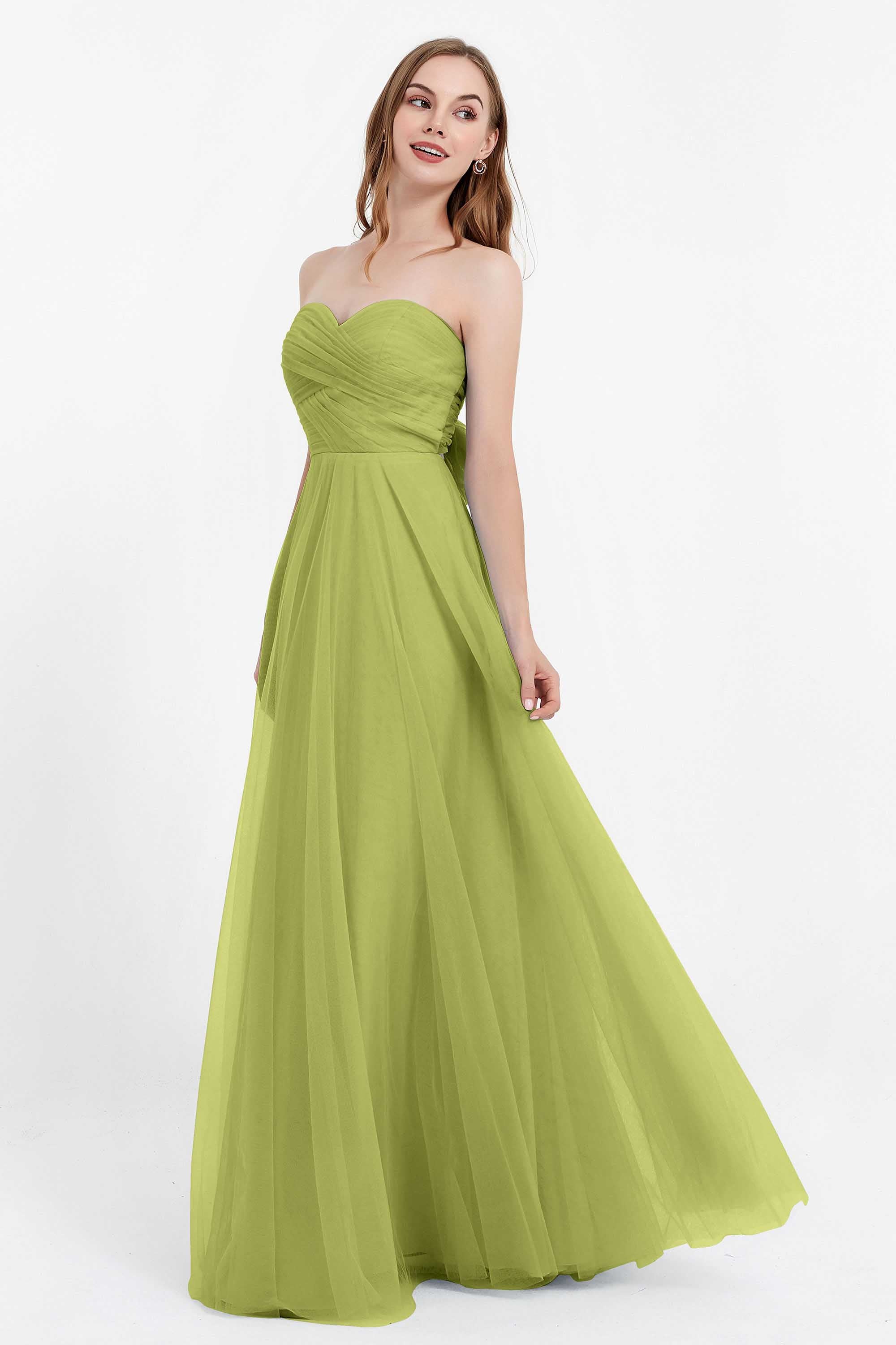 Sweetheart neckline tulle backless formal evening dresses pleated ruched bridesmaid dress