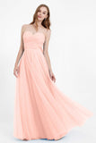 Sweetheart neckline tulle backless formal evening dresses pleated ruched bridesmaid dress