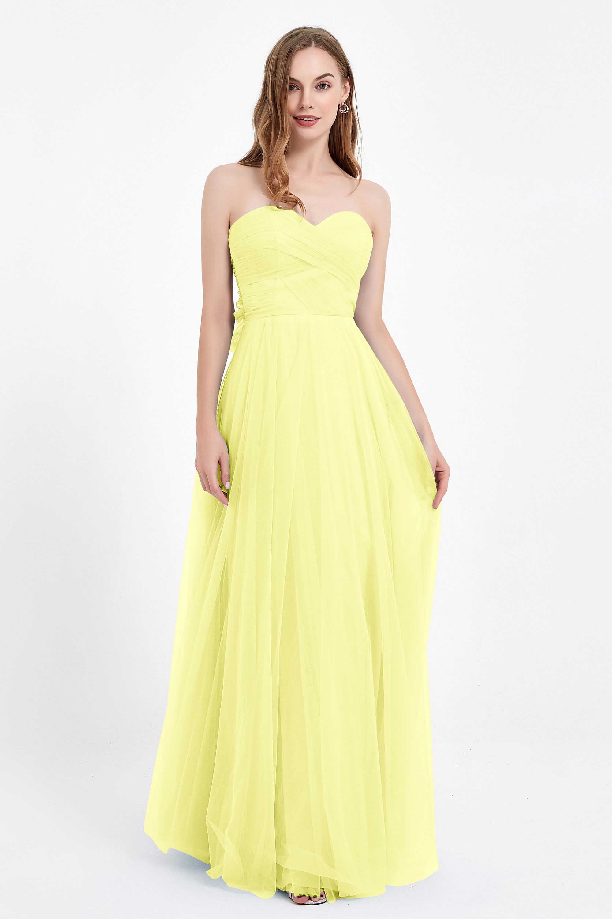 Sweetheart neckline tulle backless formal evening dresses pleated ruched bridesmaid dress