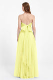 Sweetheart neckline tulle backless formal evening dresses pleated ruched bridesmaid dress