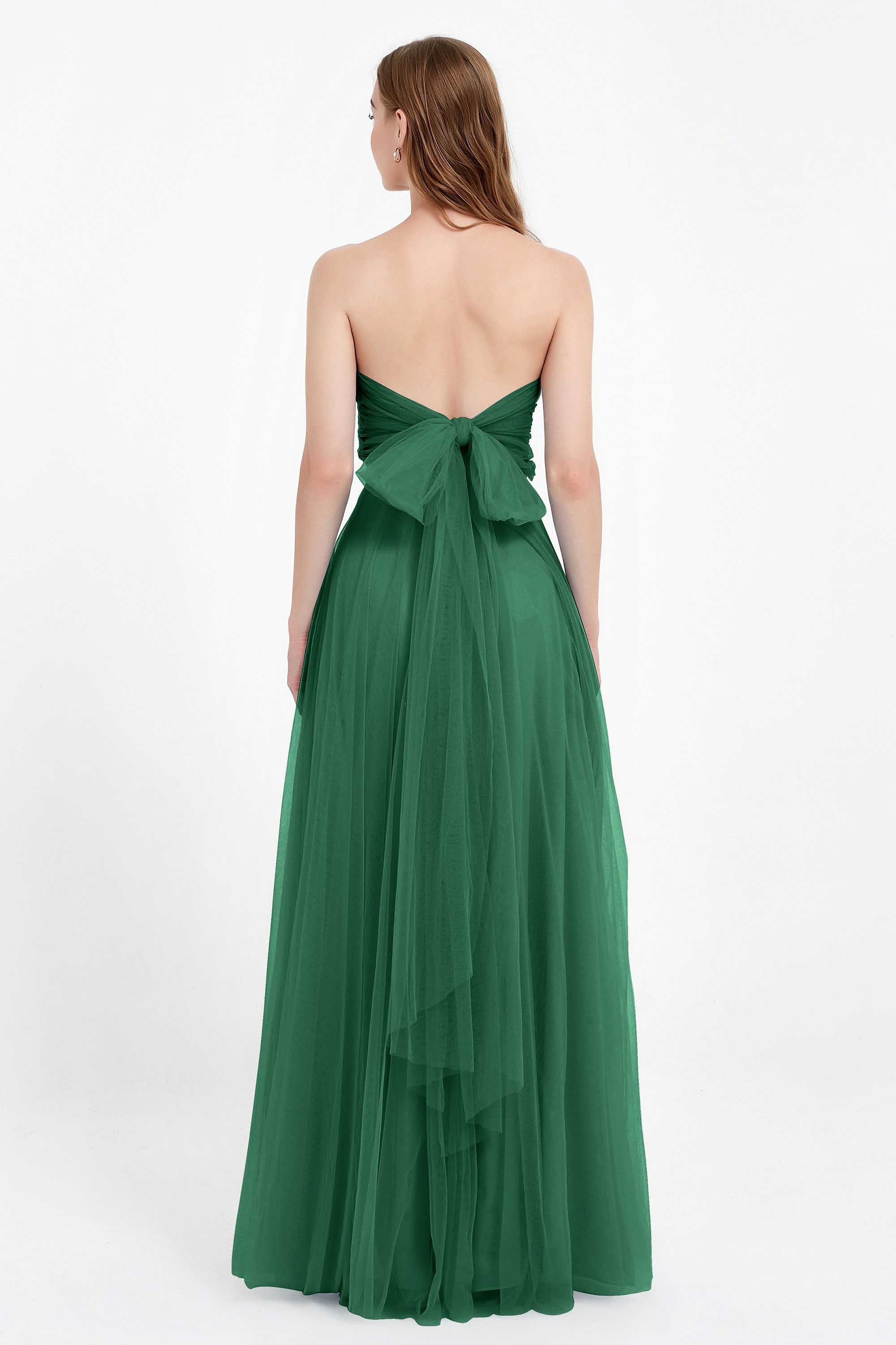Sweetheart neckline tulle backless formal evening dresses pleated ruched bridesmaid dress
