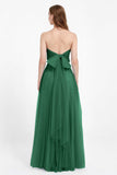 Sweetheart neckline tulle backless formal evening dresses pleated ruched bridesmaid dress