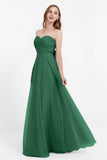Sweetheart neckline tulle backless formal evening dresses pleated ruched bridesmaid dress