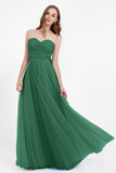 Sweetheart neckline tulle backless formal evening dresses pleated ruched bridesmaid dress