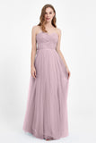 Sweetheart neckline tulle backless formal evening dresses pleated ruched bridesmaid dress