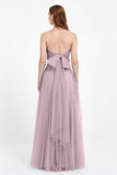 Sweetheart neckline tulle backless formal evening dresses pleated ruched bridesmaid dress