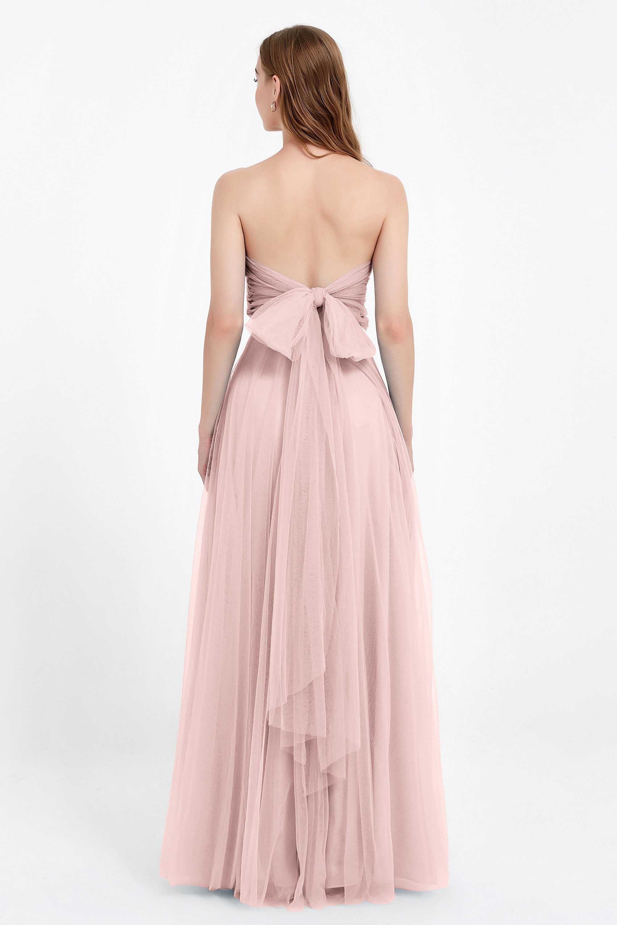 Sweetheart neckline tulle backless formal evening dresses pleated ruched bridesmaid dress