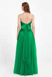 Sweetheart neckline tulle backless formal evening dresses pleated ruched bridesmaid dress