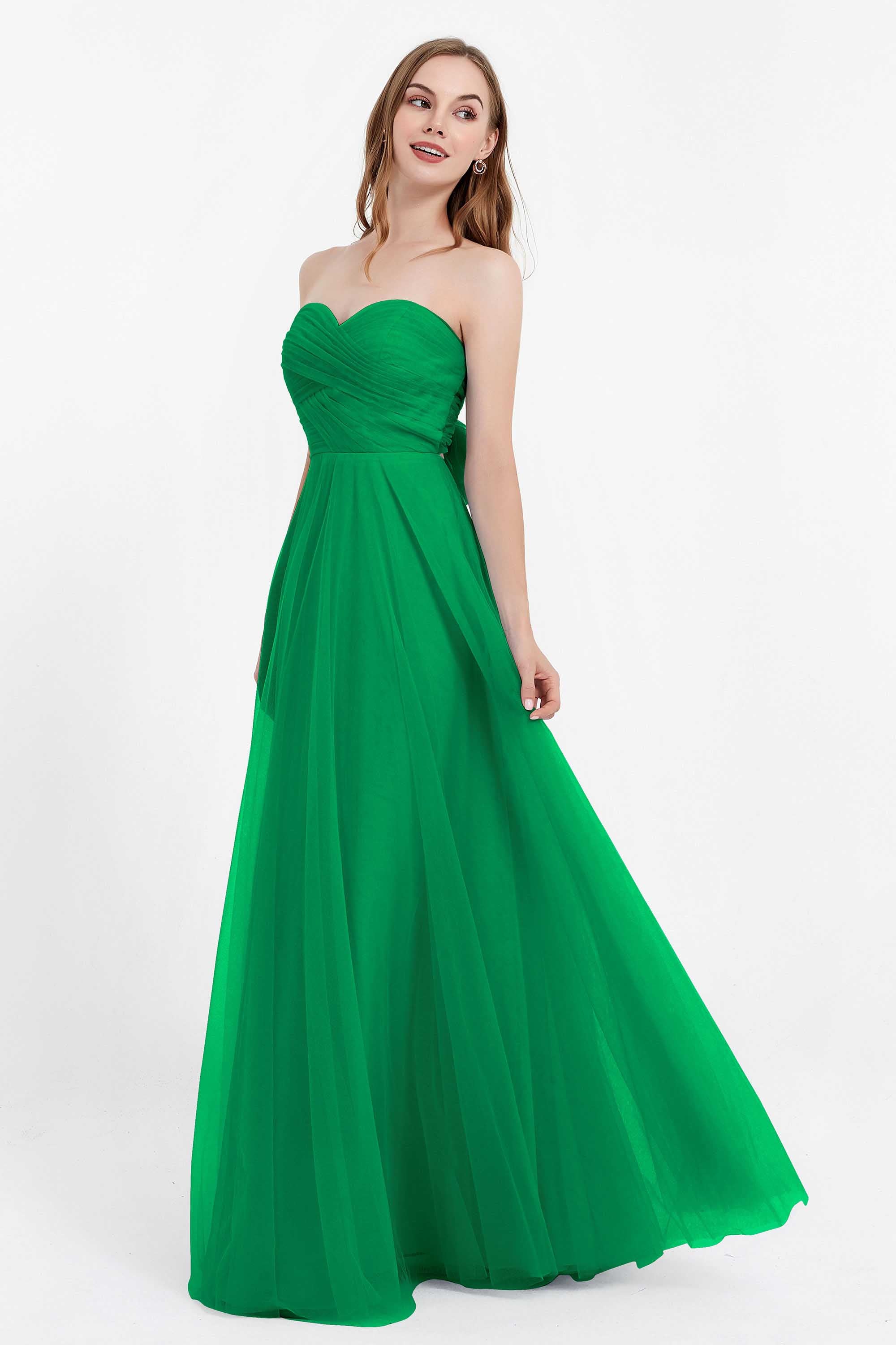 Sweetheart neckline tulle backless formal evening dresses pleated ruched bridesmaid dress