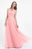 Sweetheart neckline tulle backless formal evening dresses pleated ruched bridesmaid dress