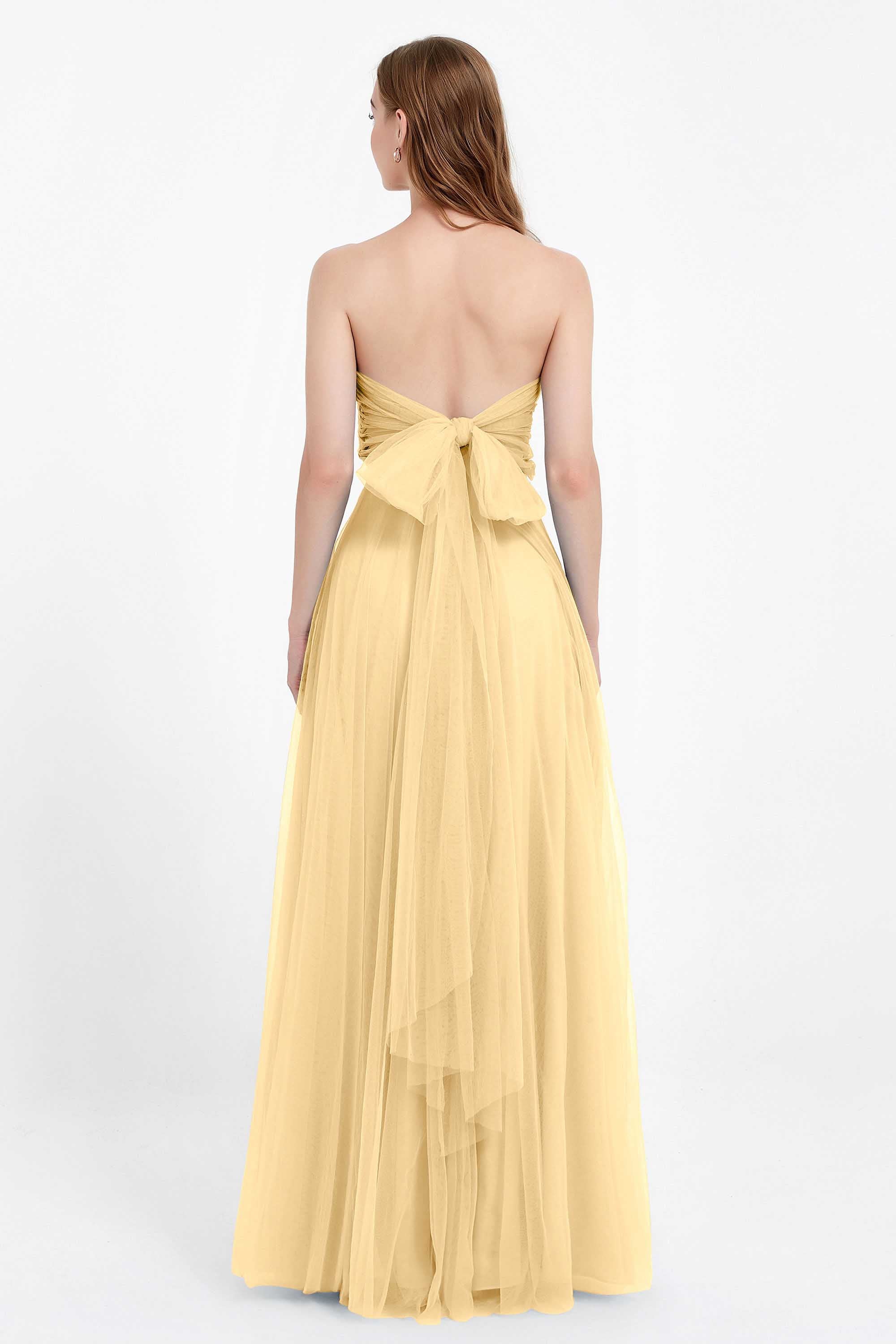 Sweetheart neckline tulle backless formal evening dresses pleated ruched bridesmaid dress