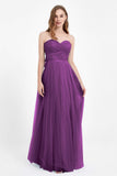 Sweetheart neckline tulle backless formal evening dresses pleated ruched bridesmaid dress
