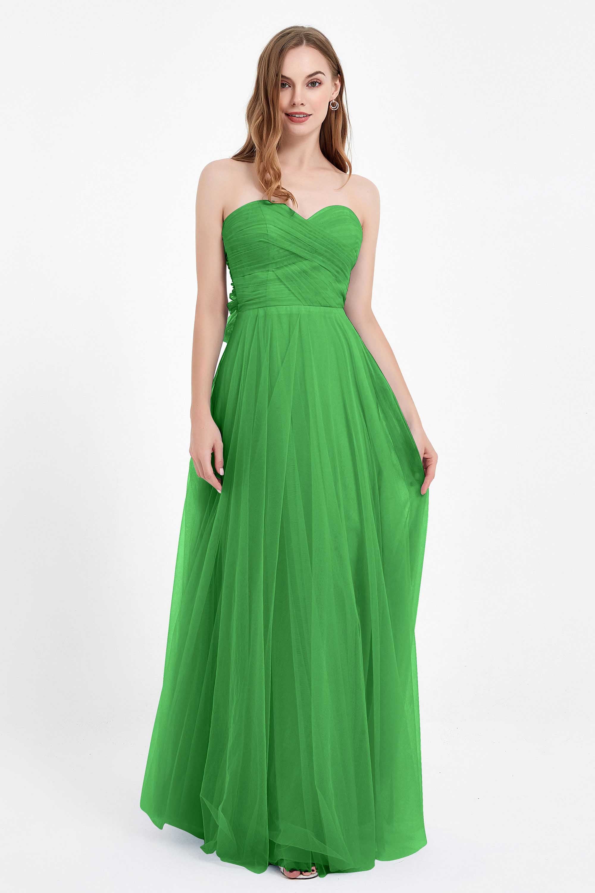 Sweetheart neckline tulle backless formal evening dresses pleated ruched bridesmaid dress