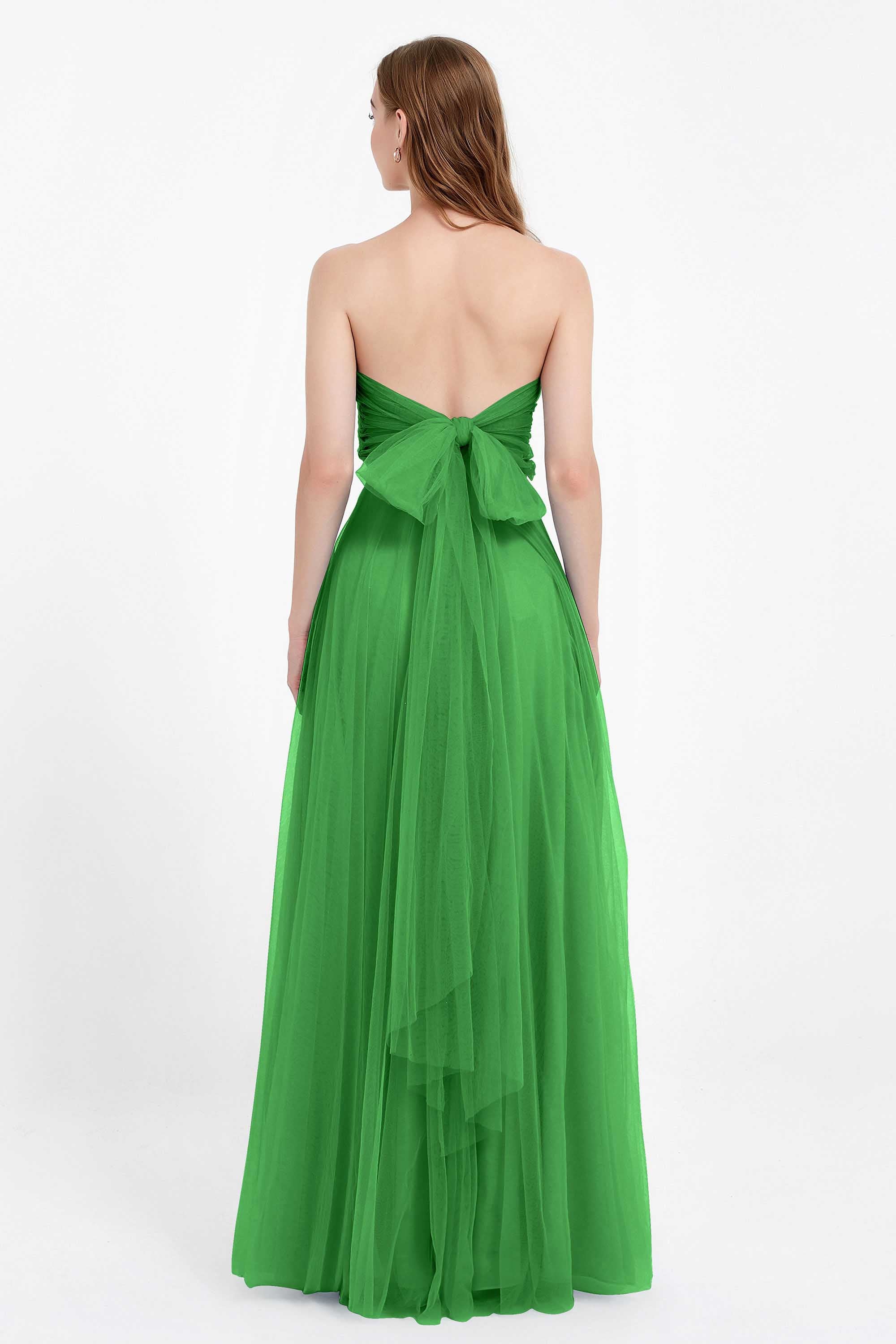 Sweetheart neckline tulle backless formal evening dresses pleated ruched bridesmaid dress