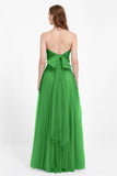 Sweetheart neckline tulle backless formal evening dresses pleated ruched bridesmaid dress