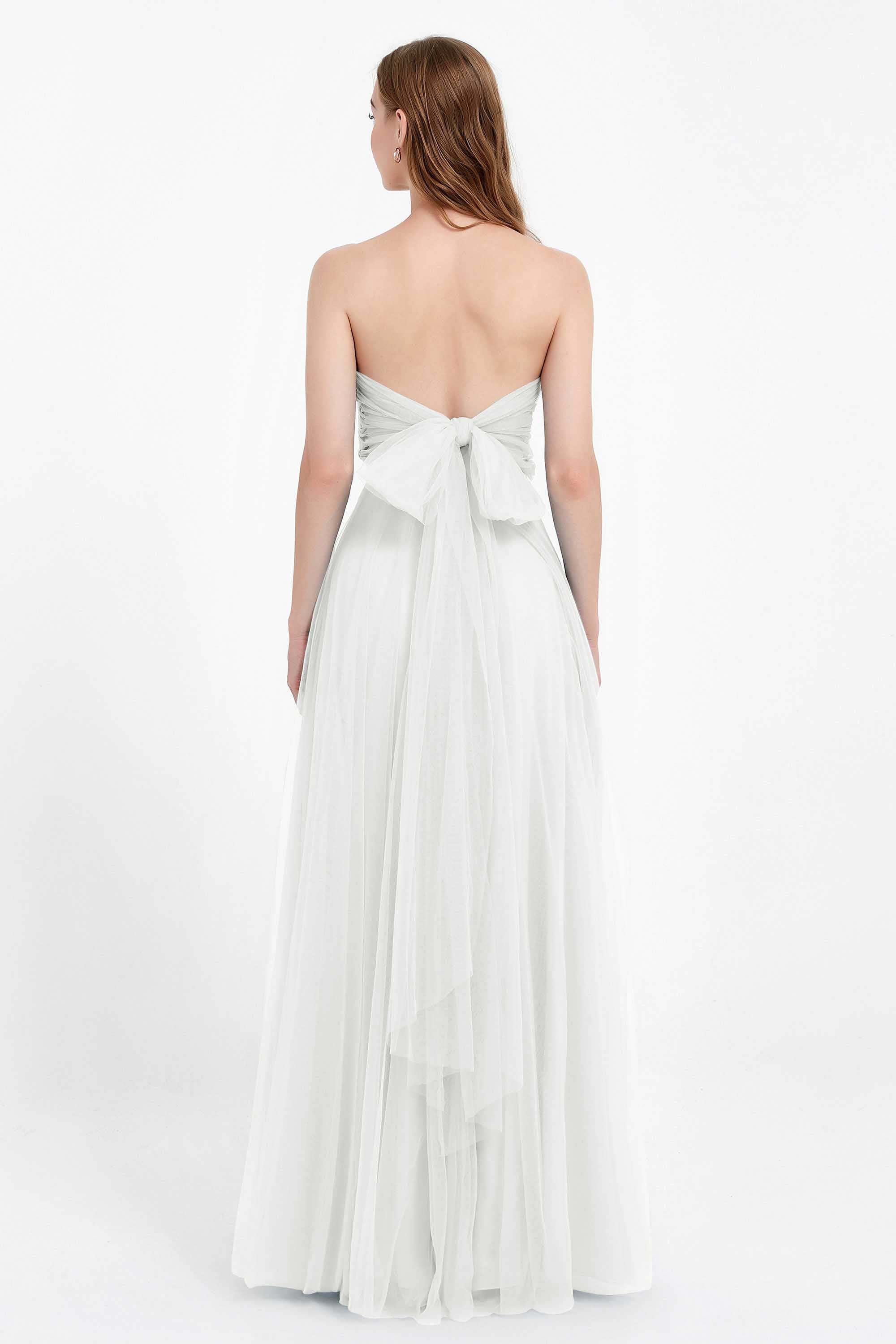 Sweetheart neckline tulle backless formal evening dresses pleated ruched bridesmaid dress