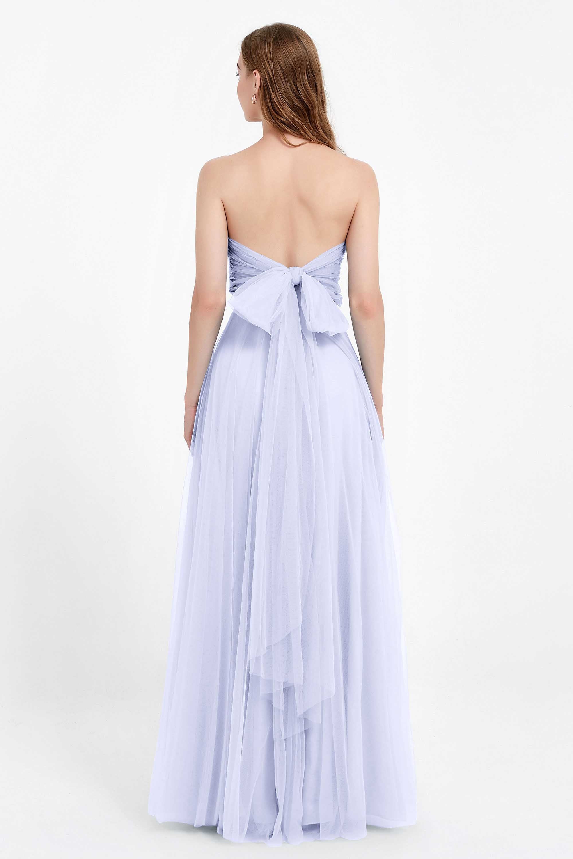 Sweetheart neckline tulle backless formal evening dresses pleated ruched bridesmaid dress