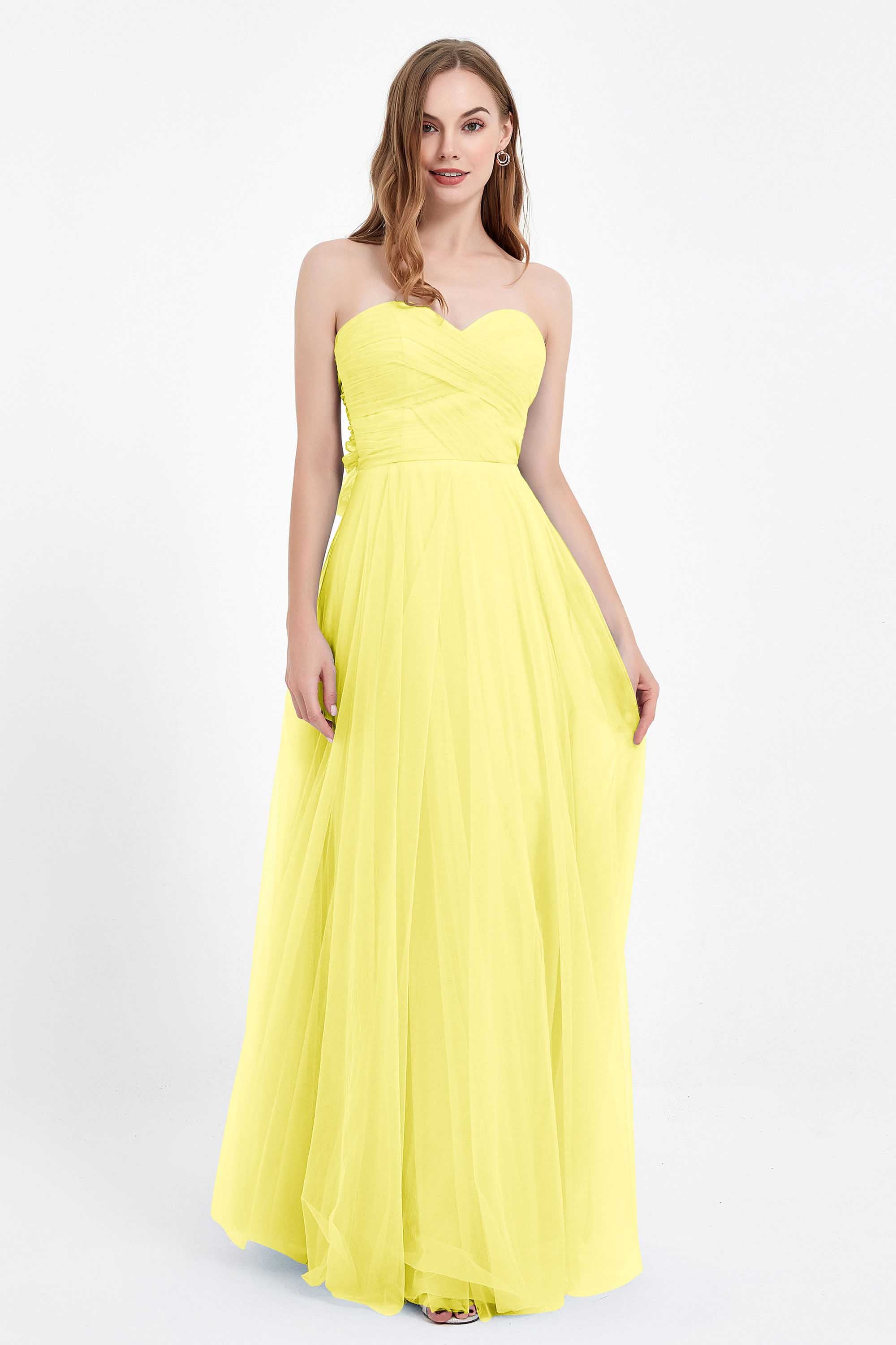 Sweetheart neckline tulle backless formal evening dresses pleated ruched bridesmaid dress