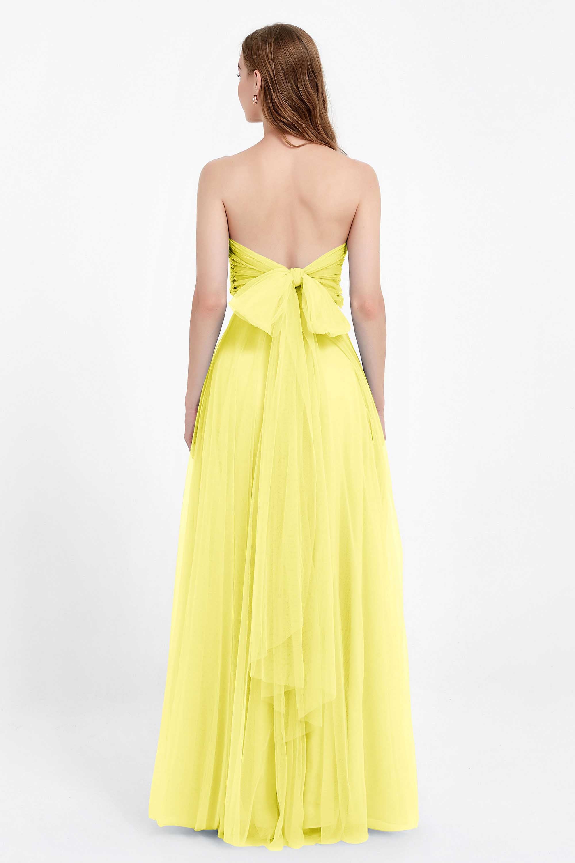 Sweetheart neckline tulle backless formal evening dresses pleated ruched bridesmaid dress