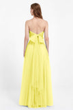 Sweetheart neckline tulle backless formal evening dresses pleated ruched bridesmaid dress