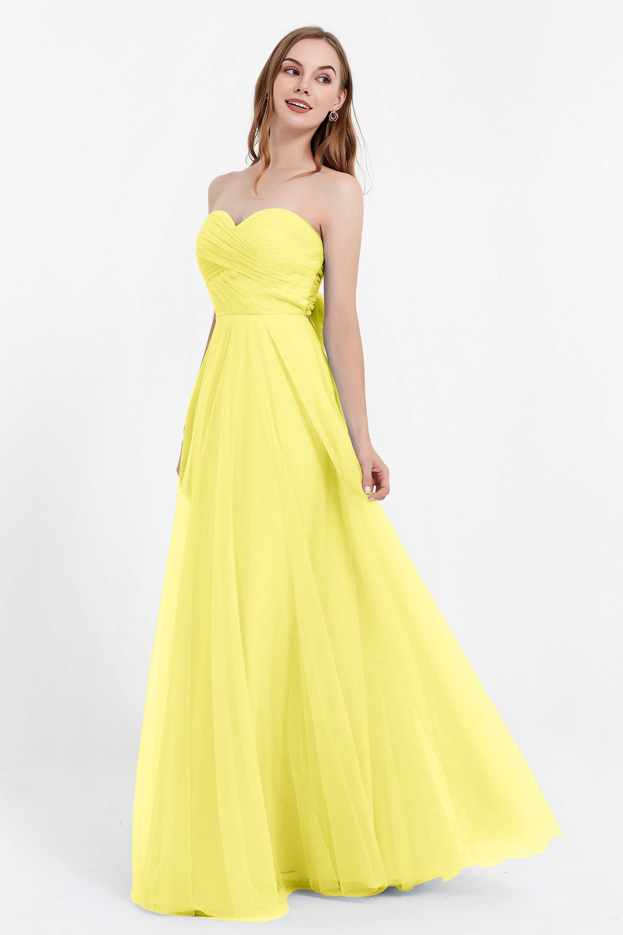 Sweetheart neckline tulle backless formal evening dresses pleated ruched bridesmaid dress