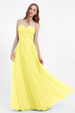 Sweetheart neckline tulle backless formal evening dresses pleated ruched bridesmaid dress