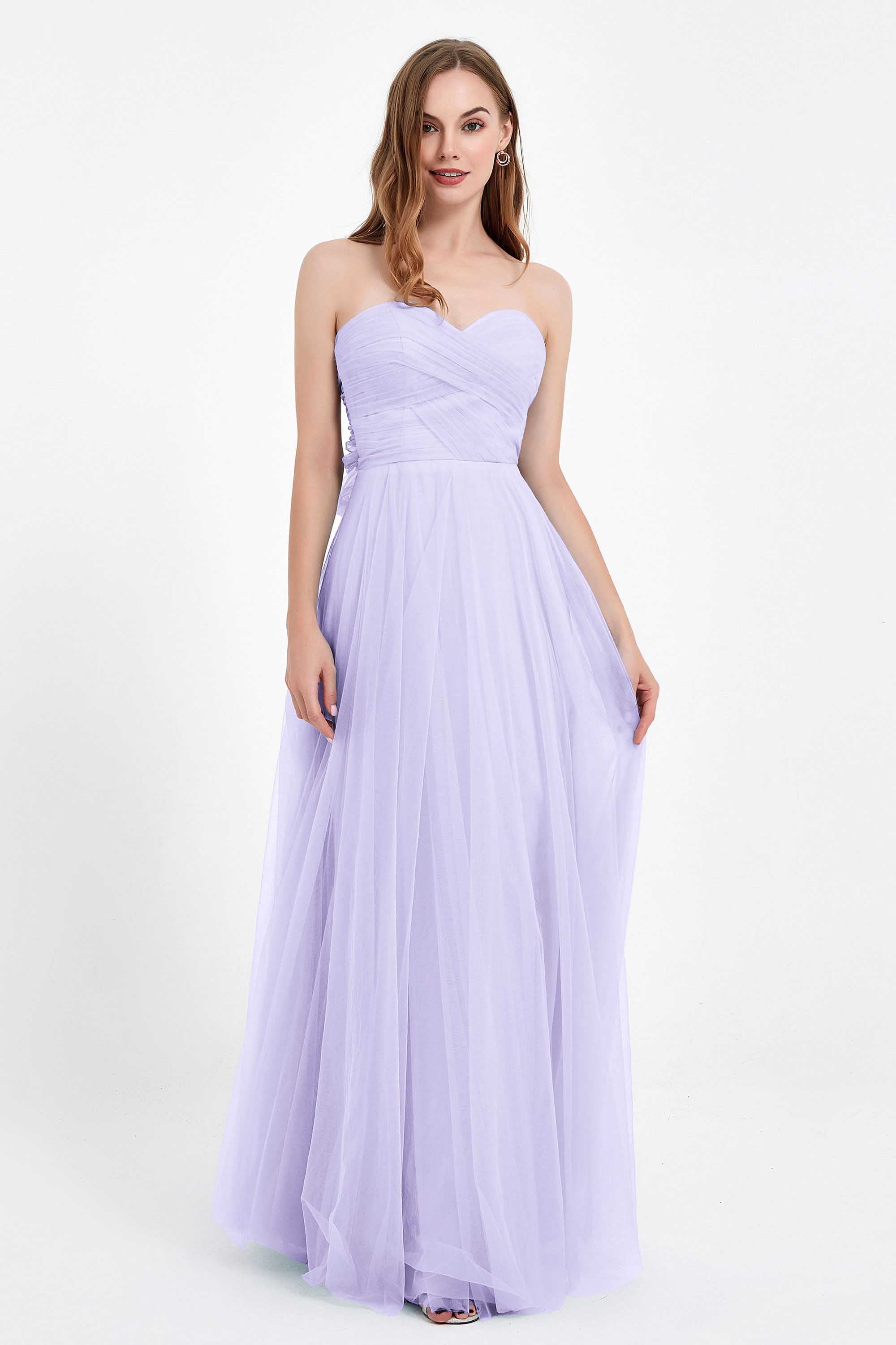 Sweetheart neckline tulle backless formal evening dresses pleated ruched bridesmaid dress