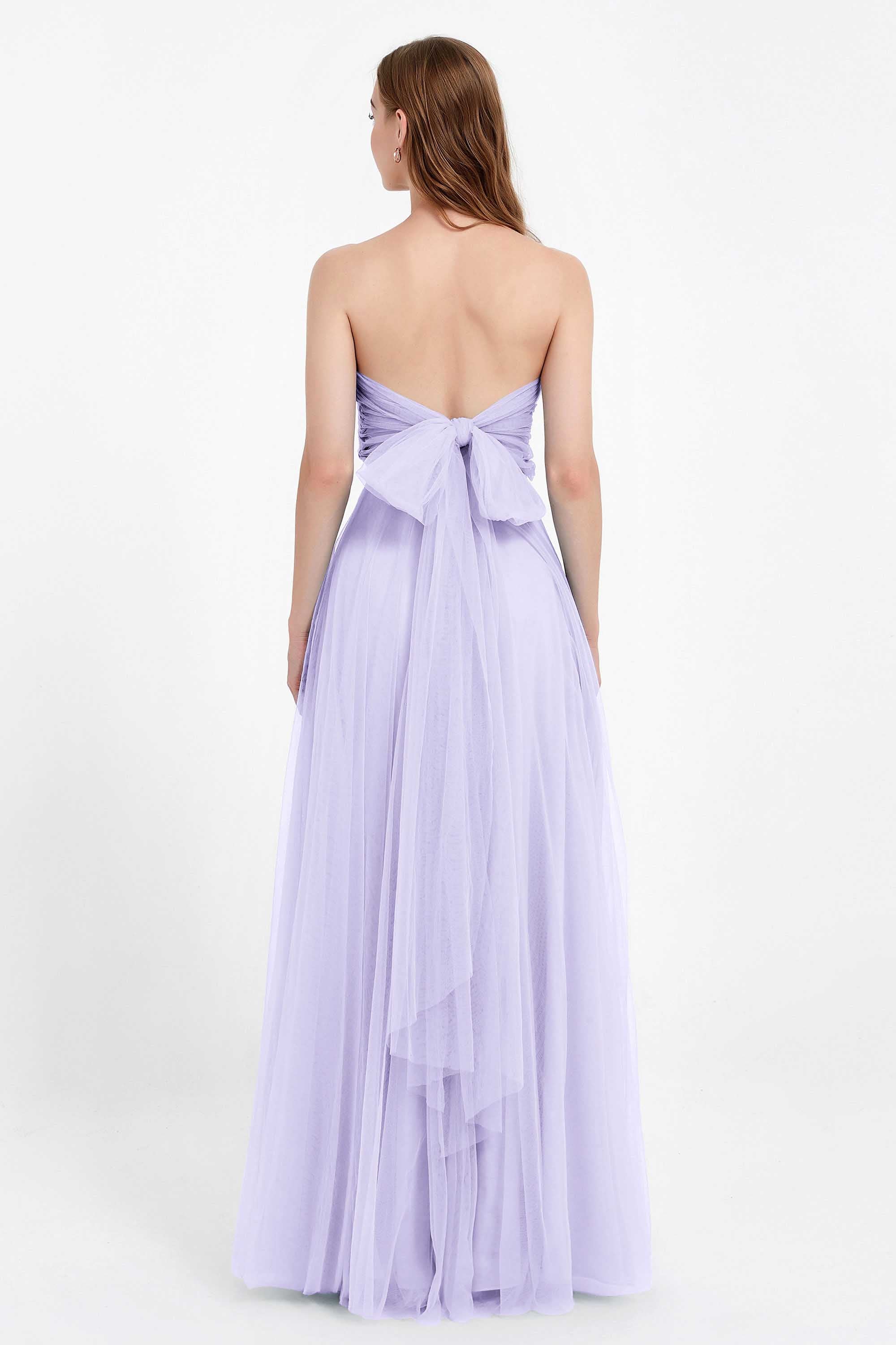 Sweetheart neckline tulle backless formal evening dresses pleated ruched bridesmaid dress