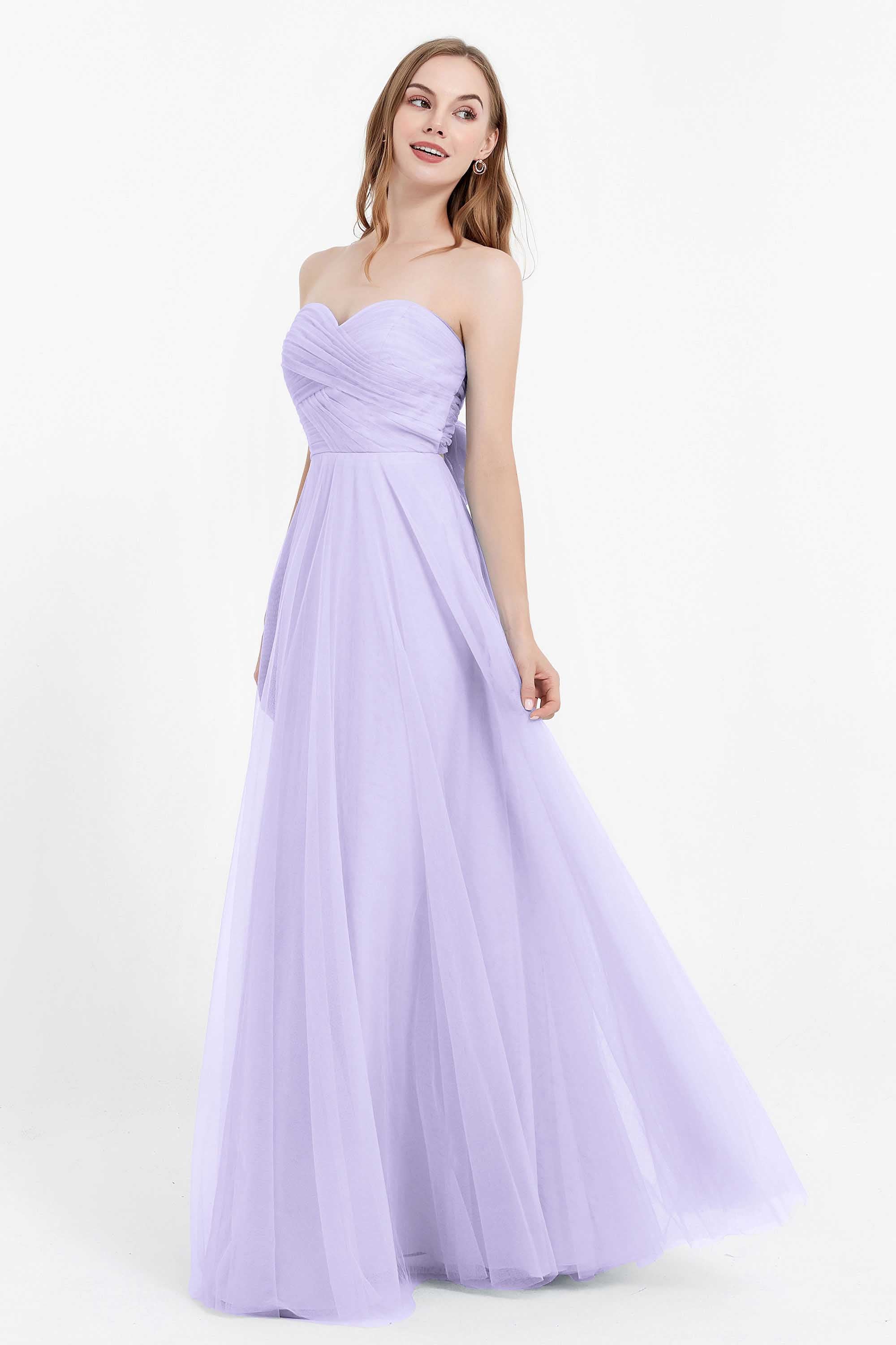 Sweetheart neckline tulle backless formal evening dresses pleated ruched bridesmaid dress