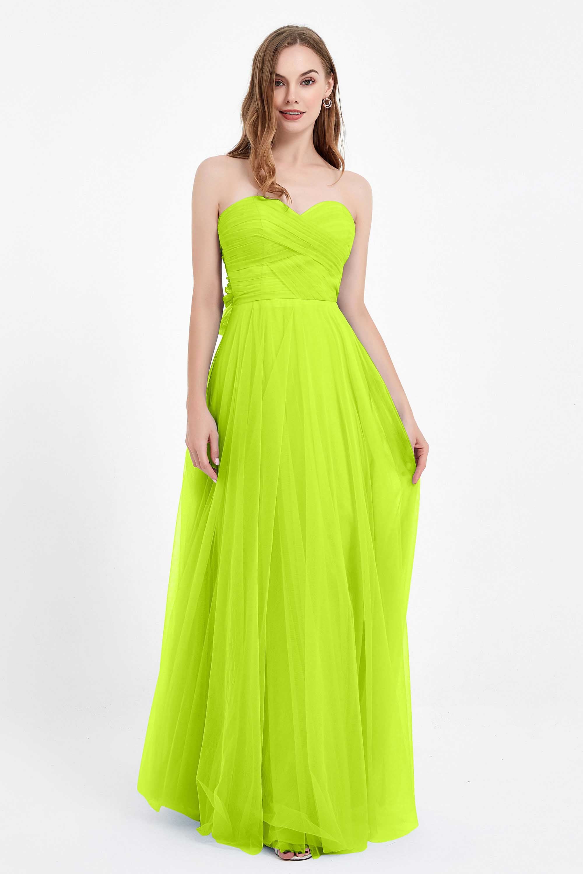 Sweetheart neckline tulle backless formal evening dresses pleated ruched bridesmaid dress
