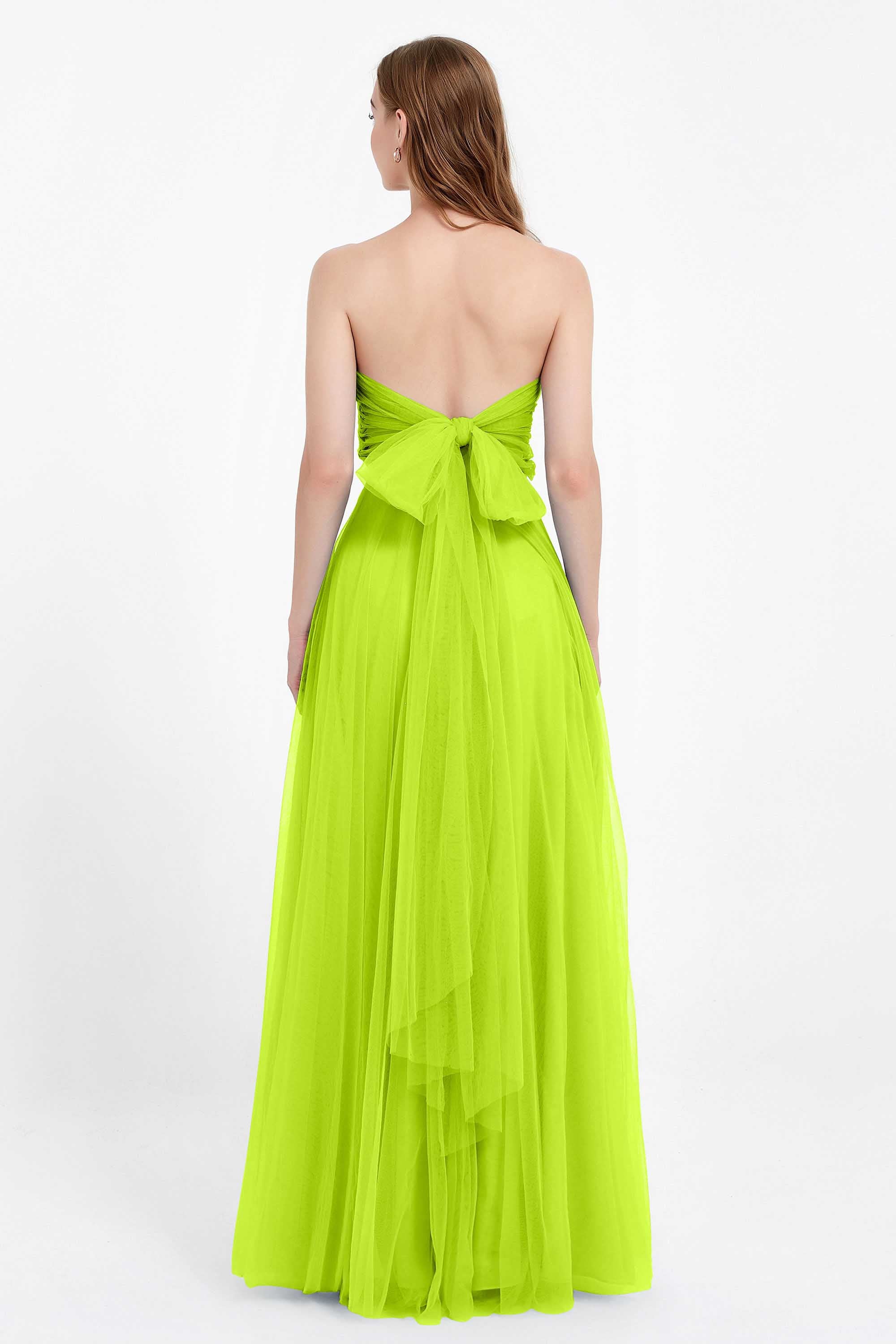 Sweetheart neckline tulle backless formal evening dresses pleated ruched bridesmaid dress