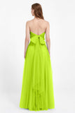 Sweetheart neckline tulle backless formal evening dresses pleated ruched bridesmaid dress