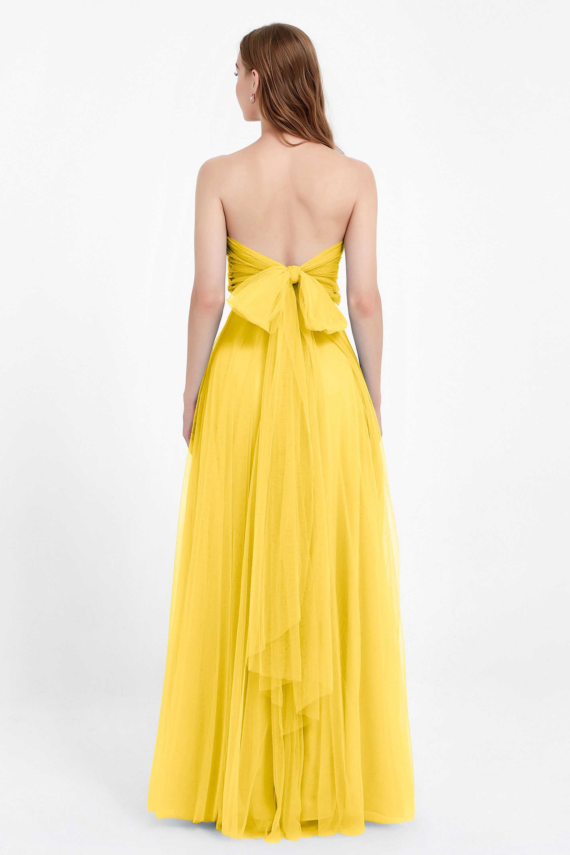 Sweetheart neckline tulle backless formal evening dresses pleated ruched bridesmaid dress