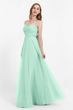 Sweetheart neckline tulle backless formal evening dresses pleated ruched bridesmaid dress